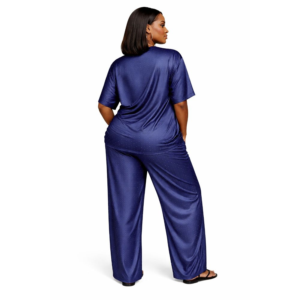 Two Piece Oversized Embellished Tunic and Wide Leg Trousers Set